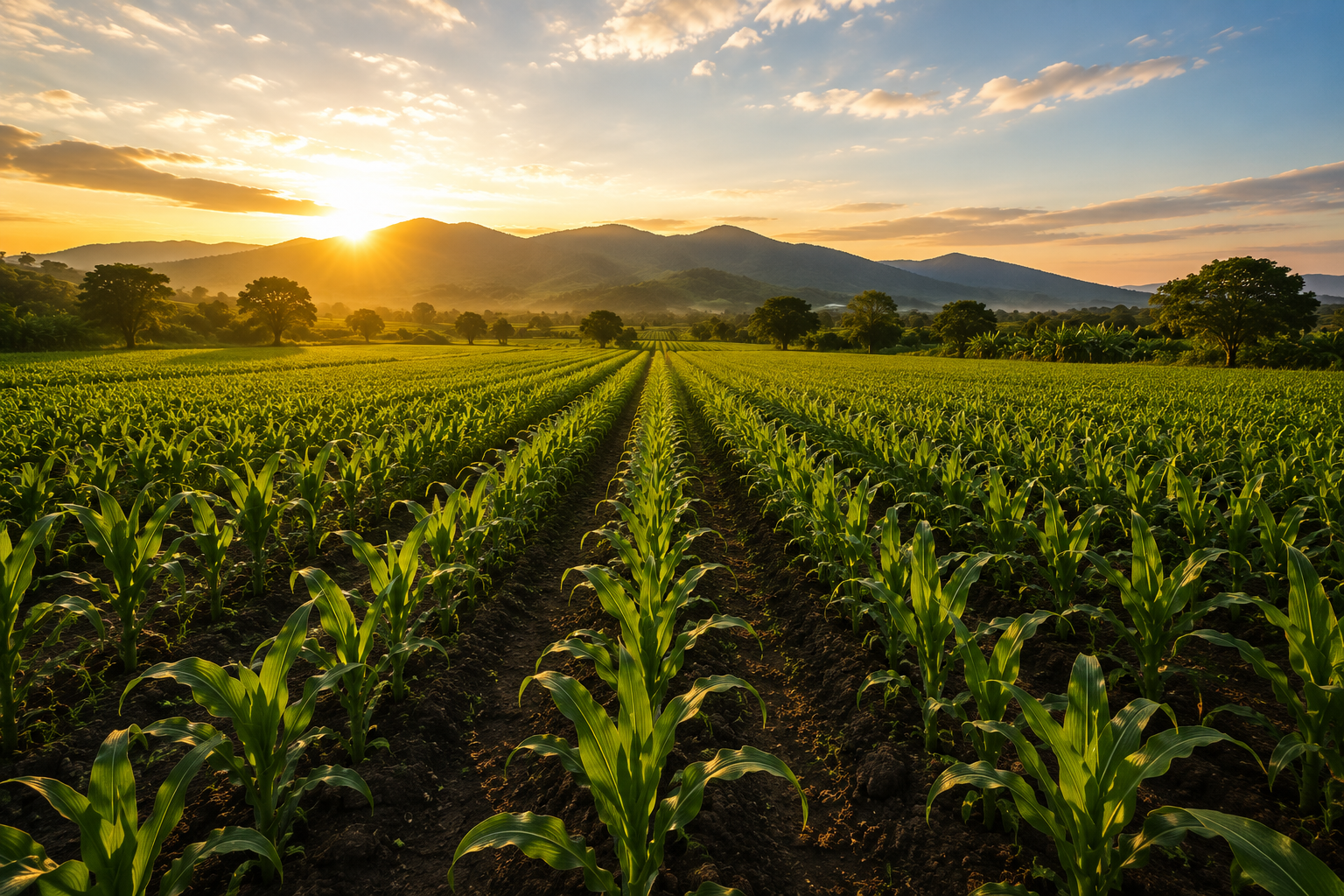 Campo agrícola sano con cultivo verde